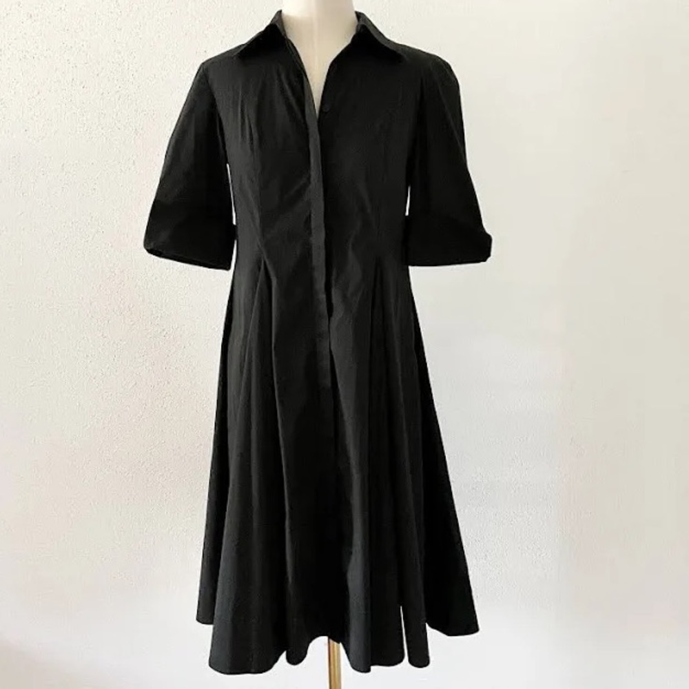 Coldwater Creek Dress | Button Up Pleated Blouse Dress | Black | Size 4